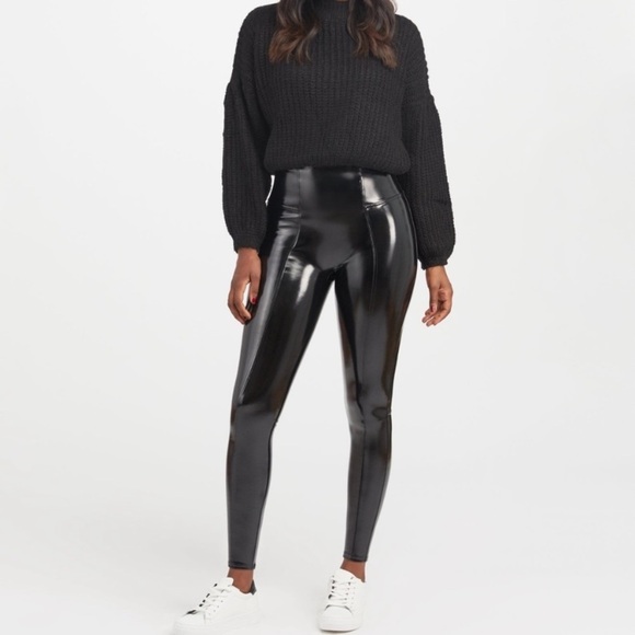 Spanx Faux Patent Leather Leggings Black size S - Picture 5 of 15